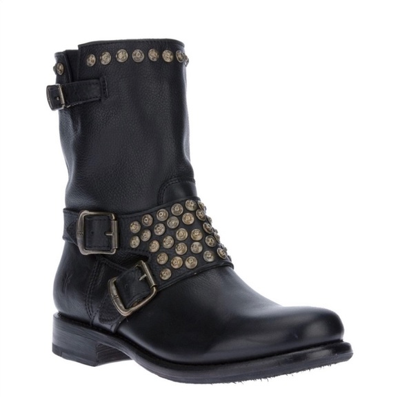 FRYE AND CO. Shoes - Frye Jenna Studded Black Leather Combat Boots Size 7.5B